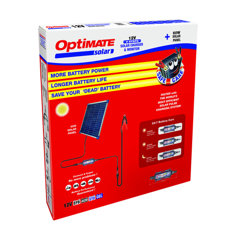 Optimate OptiMATE SOLAR + 60W Solar Panel, TM523-6, 
Charger for 12V batteries TM-523-6